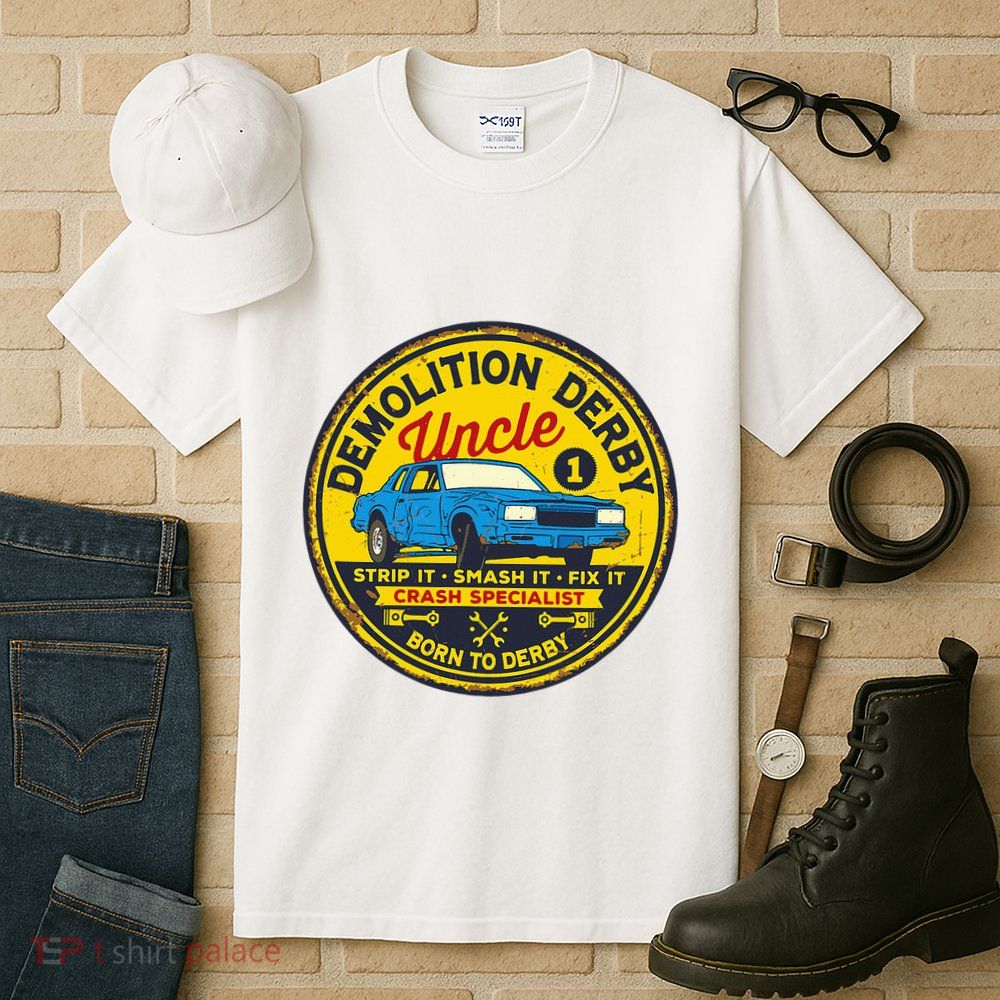 Demolition Derby Uncle Race Team Strip Smash Fix Tall T-Shirt
