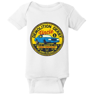 Demolition Derby Uncle Race Team Strip Smash Fix Baby Bodysuit