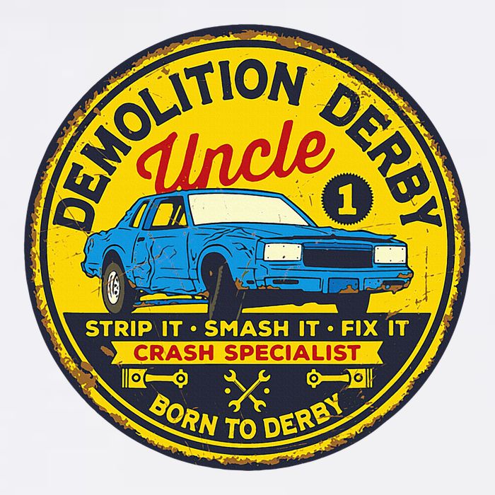 Demolition Derby Uncle Race Team Strip Smash Fix Women's Crop Top Tee