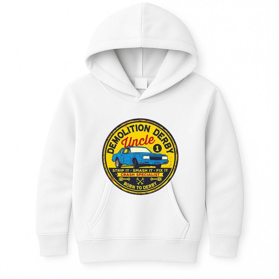 Demolition Derby Uncle Race Team Strip Smash Fix Kids Hoodie