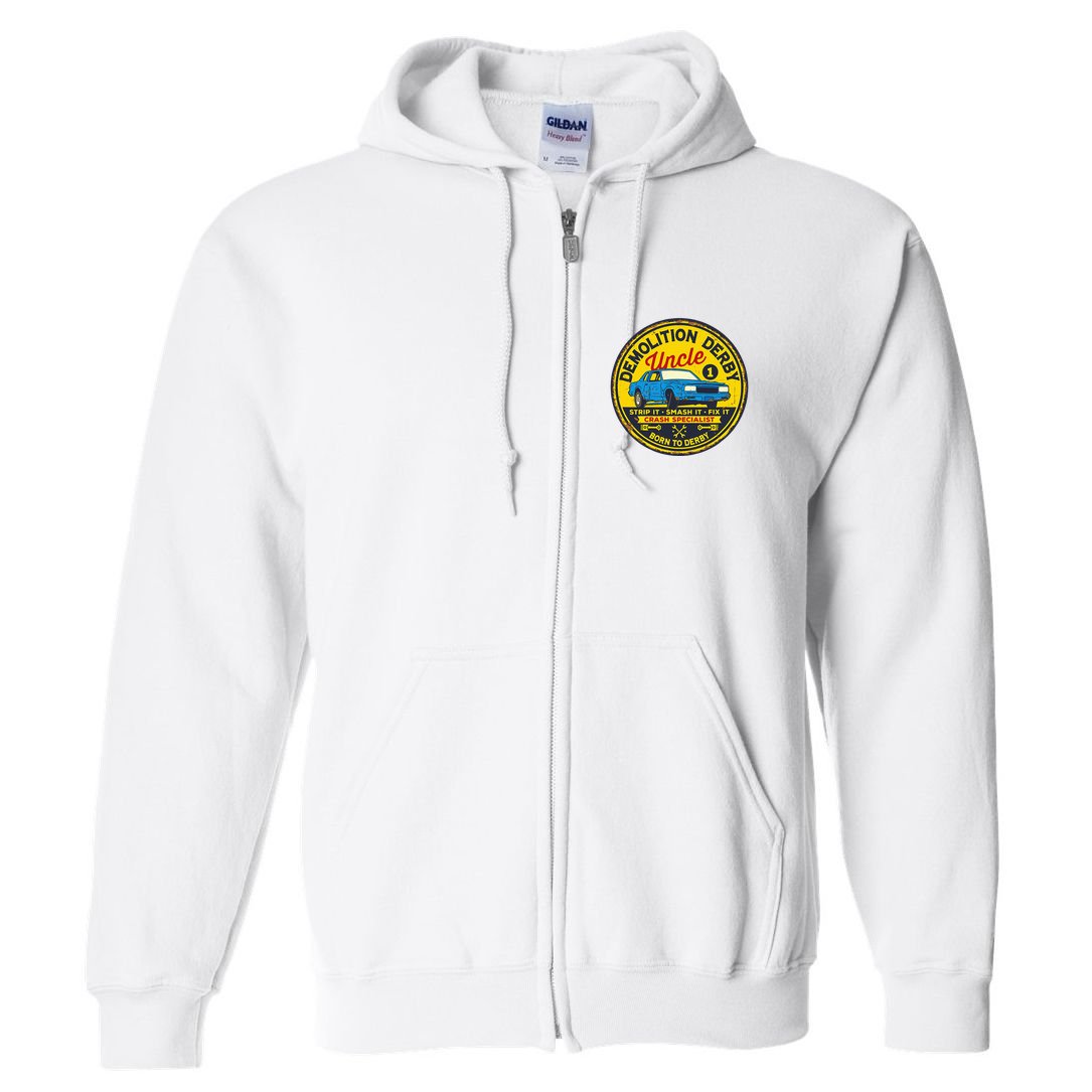 Demolition Derby Uncle Race Team Strip Smash Fix Full Zip Hoodie