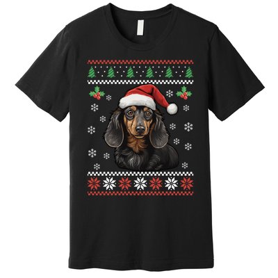 Dachshund Dog Ugly Christmas Sweater Xmas For Lovers Premium T-Shirt