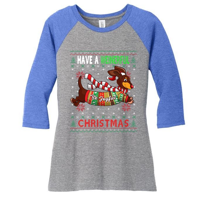 Dachshund Dog Ugly Christmas Gift Doxie Lover S Gift Meaningful Gift Women's Tri-Blend 3/4-Sleeve Raglan Shirt