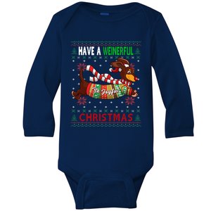 Dachshund Dog Ugly Christmas Gift Doxie Lover S Gift Meaningful Gift Baby Long Sleeve Bodysuit