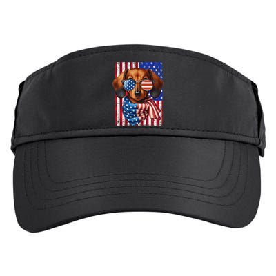 Dachshund Dog Usa Flag Sunglasses Patriotic 4th Of July Adult Drive Performance Visor
