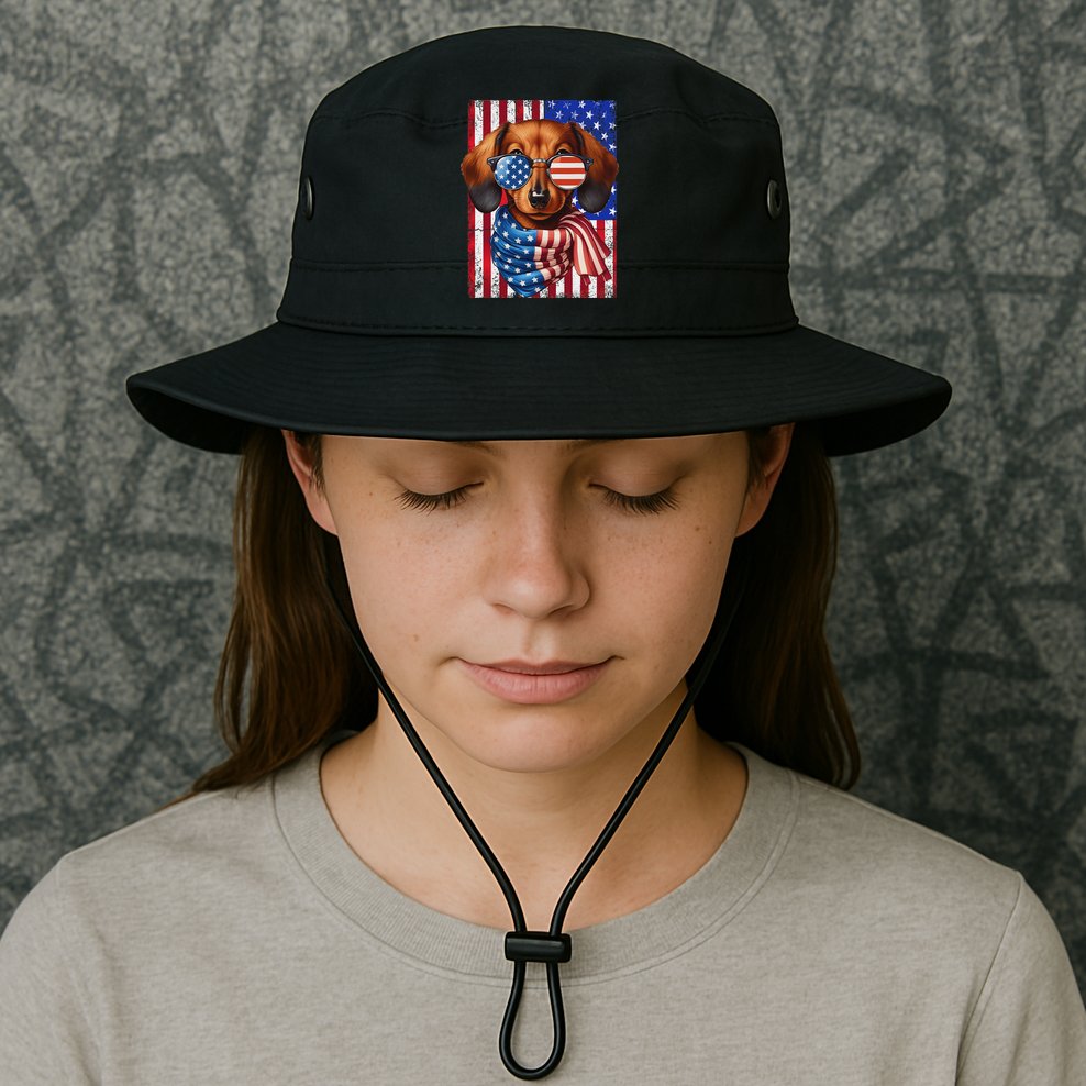 Dachshund Dog Usa Flag Sunglasses Patriotic 4th Of July Bucket Hat