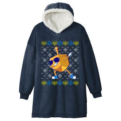 Dabbing Dreidel Ugly Hanukkah Sweater Xmas Chanukah Gift Hooded Wearable Blanket