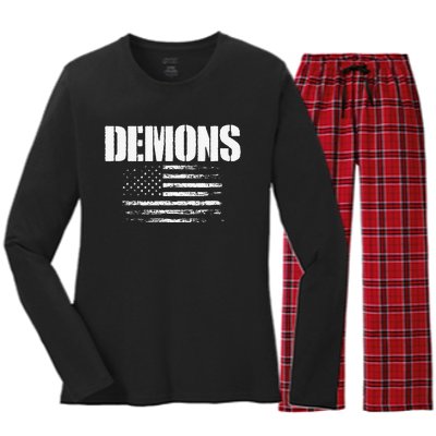 Durango Demons Usa Flag Pride Women's Long Sleeve Flannel Pajama Set 