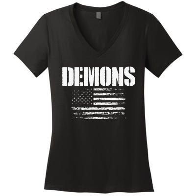 Durango Demons Usa Flag Pride Women's V-Neck T-Shirt