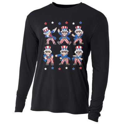 Dancing Dabbing Uncle Sam 4th Of July Dance Cooling Performance Long Sleeve Crew