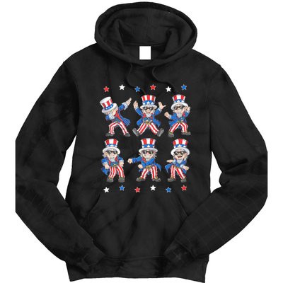 Dancing Dabbing Uncle Sam 4th Of July Dance Tie Dye Hoodie