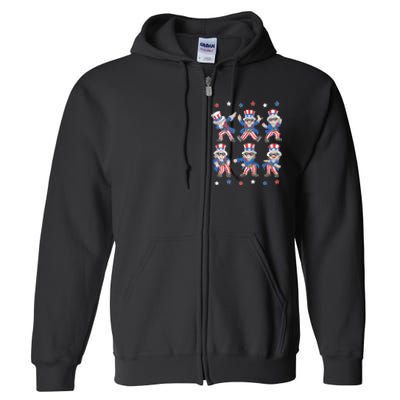 Dancing Dabbing Uncle Sam 4th Of July Dance Full Zip Hoodie