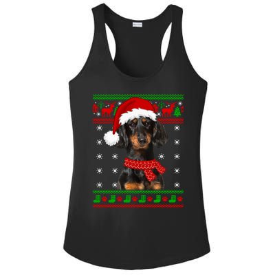 Dachshund Dog Ugly Sweater Christmas Puppy Dog Lover Great Gift Ladies PosiCharge Competitor Racerback Tank