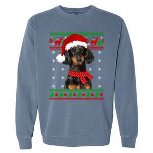 Dachshund Dog Ugly Sweater Christmas Puppy Dog Lover Great Gift Garment-Dyed Sweatshirt