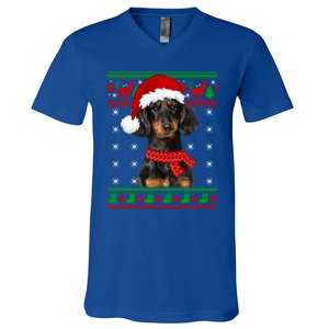 Dachshund Dog Ugly Sweater Christmas Puppy Dog Lover Great Gift V-Neck T-Shirt