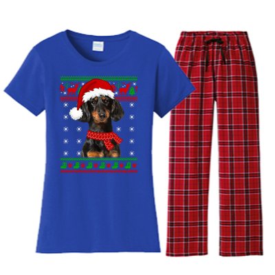 Dachshund Dog Ugly Sweater Christmas Puppy Dog Lover Great Gift Women's Flannel Pajama Set