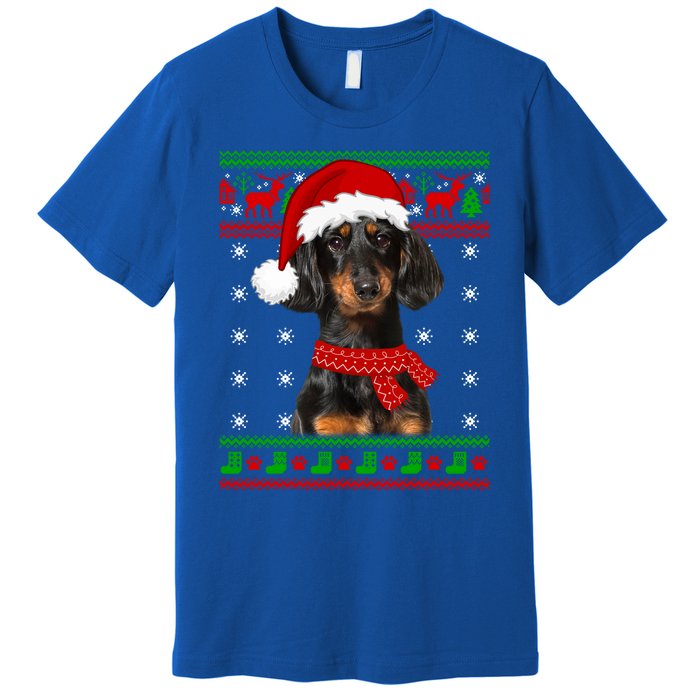 Dachshund Dog Ugly Sweater Christmas Puppy Dog Lover Great Gift Premium T-Shirt