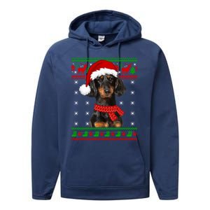 Dachshund Dog Ugly Sweater Christmas Puppy Dog Lover Great Gift Performance Fleece Hoodie