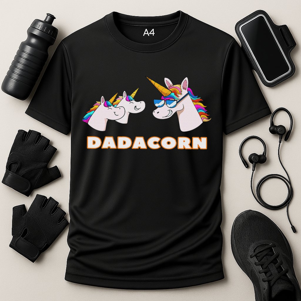 Dadacorn Daddy Unicorn 2 Children Father's Day Dad Performance Shirt