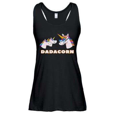 Dadacorn Daddy Unicorn 2 Children Father's Day Dad Ladies Essential Flowy Tank