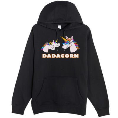 Dadacorn Daddy Unicorn 2 Children Father's Day Dad Premium Pullover Hoodie