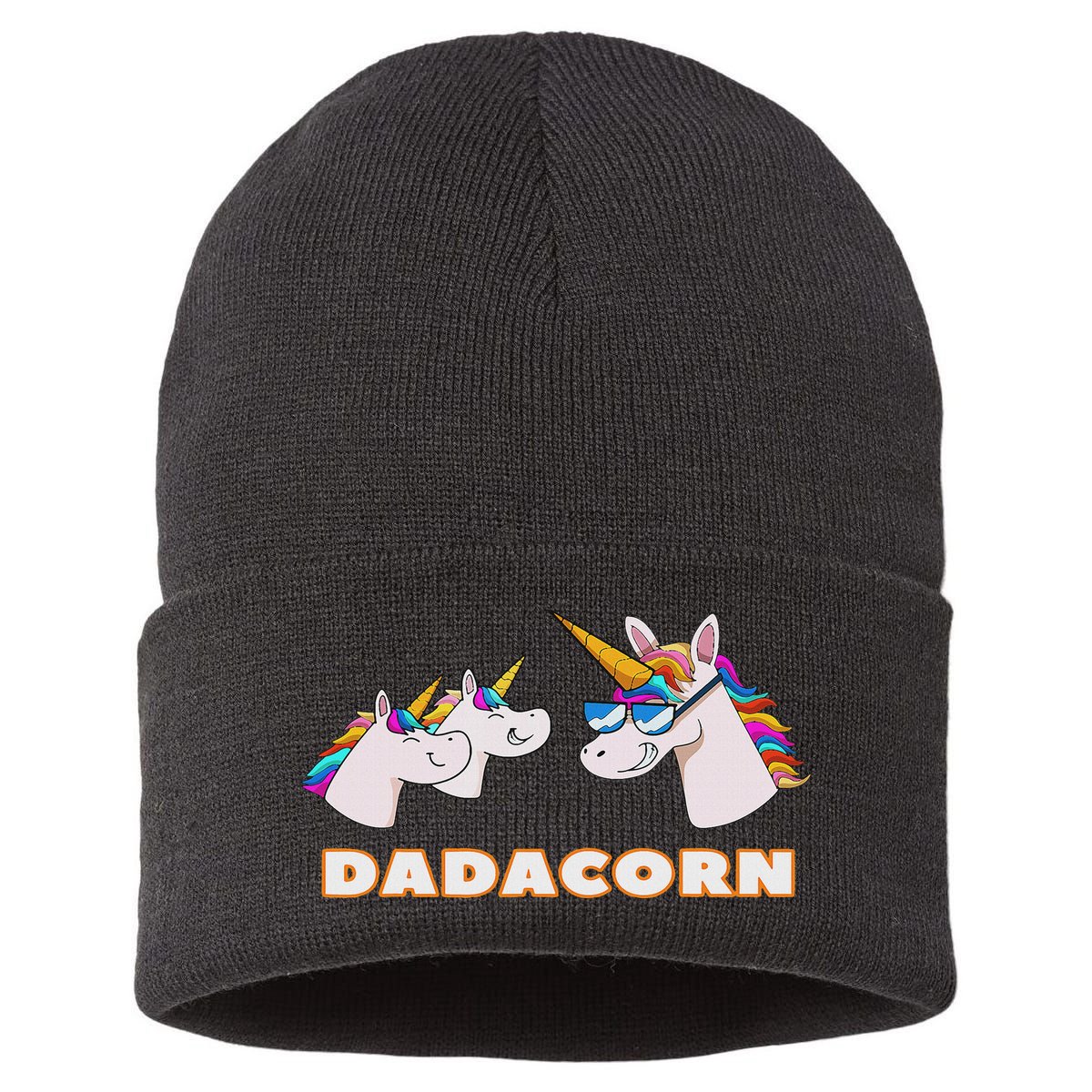Dadacorn Daddy Unicorn 2 Children Father's Day Dad Sustainable Knit Beanie