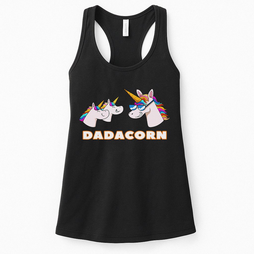 Dadacorn Daddy Unicorn 2 Children Father's Day Dad Womens Tank Top