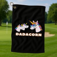 Dadacorn Daddy Unicorn 2 Children Father's Day Dad Golf Towel