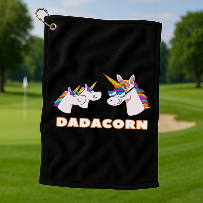 Dadacorn Daddy Unicorn 2 Children Father's Day Dad Golf Towel