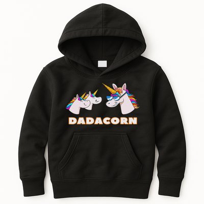 Dadacorn Daddy Unicorn 2 Children Father's Day Dad Kids Hoodie