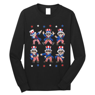 Dancing Dabbing Uncle Sam 4th of July Dance Long Sleeve Shirt