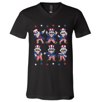 Dancing Dabbing Uncle Sam 4th of July Dance V-Neck T-Shirt