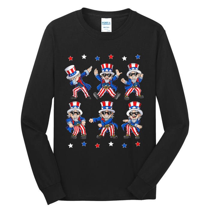 Dancing Dabbing Uncle Sam 4th of July Dance Tall Long Sleeve T-Shirt