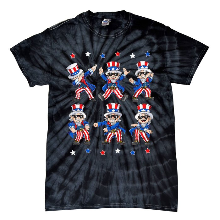 Dancing Dabbing Uncle Sam 4th of July Dance Tie-Dye T-Shirt