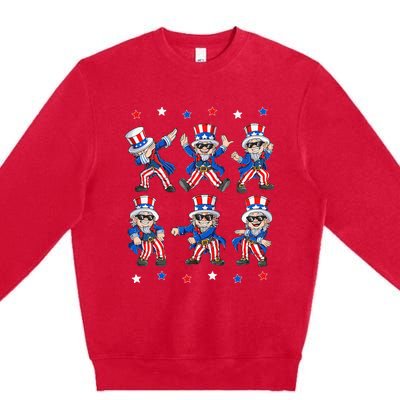 Dancing Dabbing Uncle Sam 4th of July Dance Premium Crewneck Sweatshirt