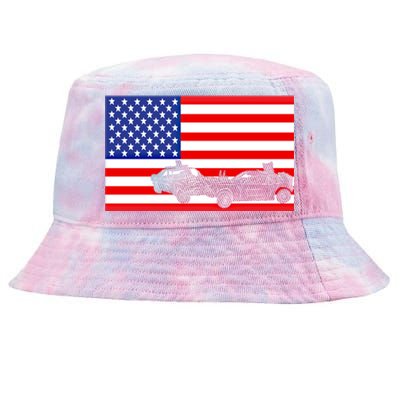 Demolition Derby Usa American Flag Car Racer 4th Of July Gift Tie-Dyed Bucket Hat