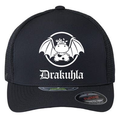 Drakuhla Dracula Vampire Cow Cute Flexfit Unipanel Trucker Cap