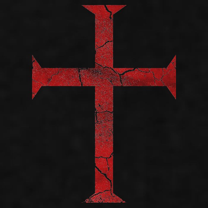 Distressed Deus Vult Knights Templar Cross Crusader Ladies PosiCharge Tri-Blend Wicking Tank