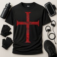 Distressed Deus Vult Knights Templar Cross Crusader Cooling Performance Crew T-Shirt