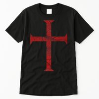 Distressed Deus Vult Knights Templar Cross Crusader Tall T-Shirt