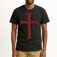 Distressed Deus Vult Knights Templar Cross Crusader Tall T-Shirt
