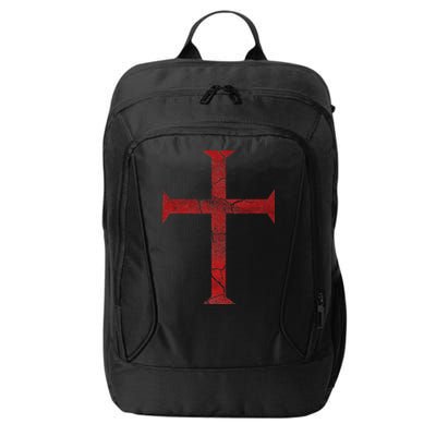 Distressed Deus Vult Knights Templar Cross Crusader City Backpack