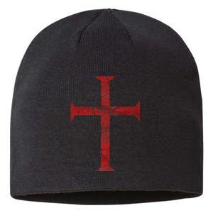 Distressed Deus Vult Knights Templar Cross Crusader Sustainable Beanie