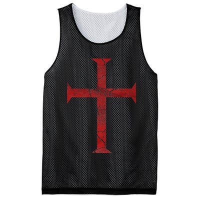 Distressed Deus Vult Knights Templar Cross Crusader Mesh Reversible Basketball Jersey Tank