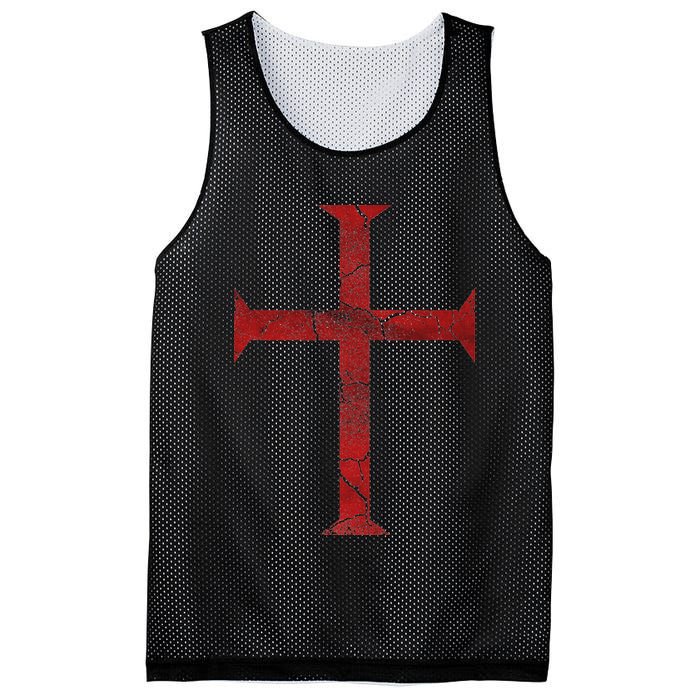 Distressed Deus Vult Knights Templar Cross Crusader Mesh Reversible Basketball Jersey Tank