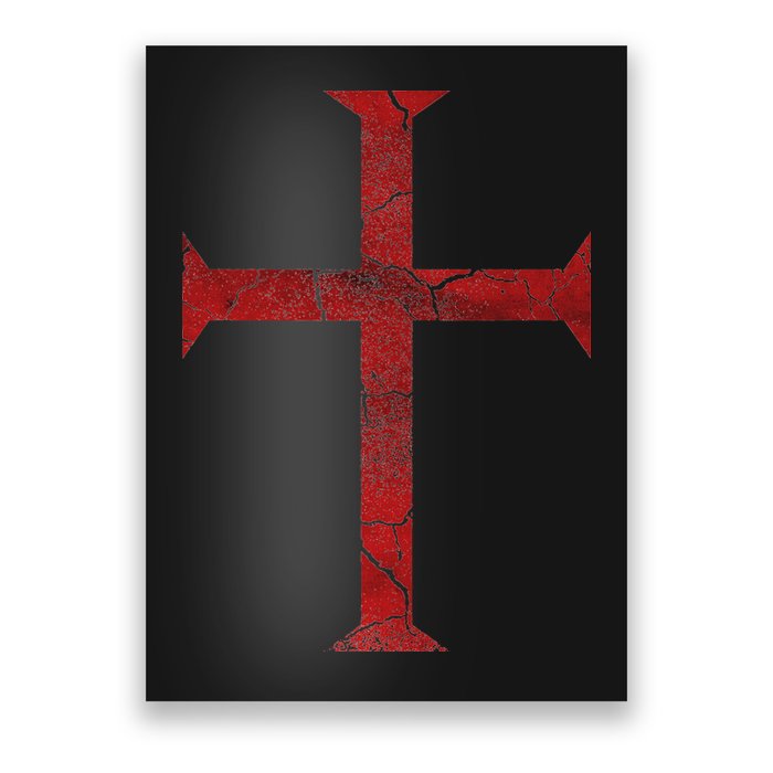 Distressed Deus Vult Knights Templar Cross Crusader Poster