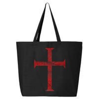 Distressed Deus Vult Knights Templar Cross Crusader 25L Jumbo Tote