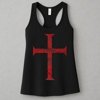 Distressed Deus Vult Knights Templar Cross Crusader Womens Tank Top