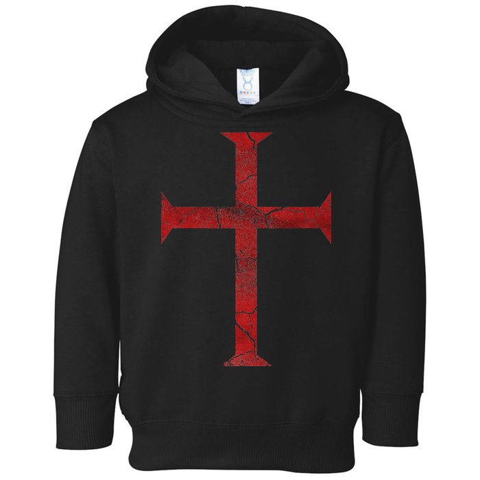 Distressed Deus Vult Knights Templar Cross Crusader Toddler Hoodie