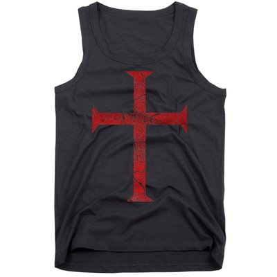 Distressed Deus Vult Knights Templar Cross Crusader Tank Top